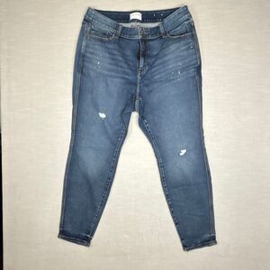 Lane Bryant Slim Leg Paint Splatter Stretch Denim Jeans Women's Size 18 Blue